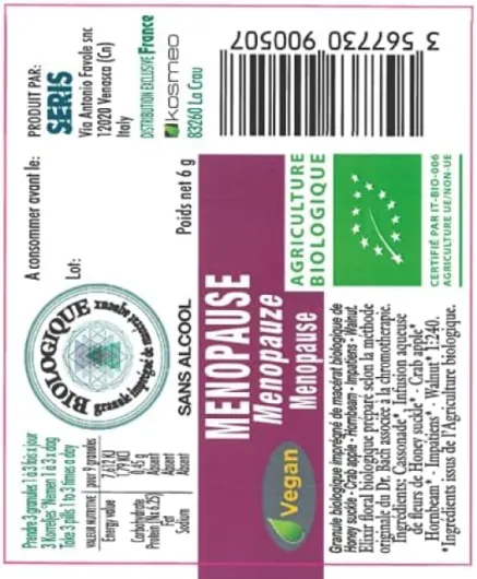 Ménopause - Complexe Fleurs de Bach - 120 granules sans alcool - Bio