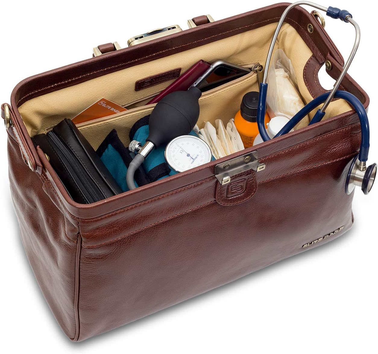 CLASSY'S Mallette en cuir marron pour visite médicale