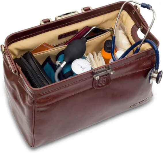 CLASSY'S Mallette en cuir marron pour visite médicale