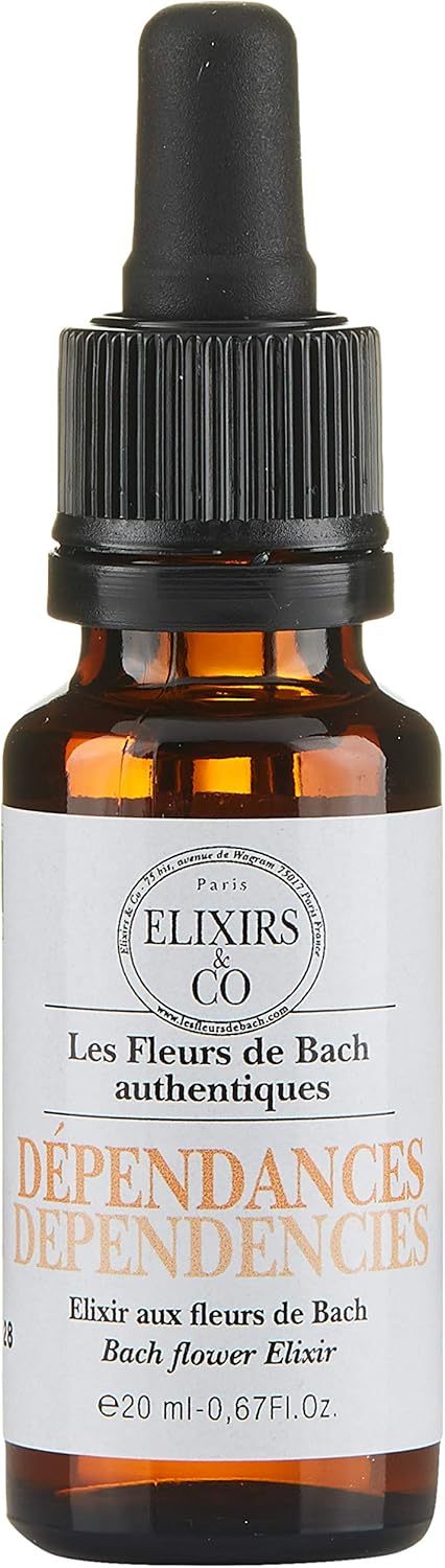 Elixirs & Co - Elixir Composé aux Fleurs de Bach Prêt à l'Emploi - Dépendances - Détente - Sérénité - Les Fleurs de Bach - Bio - 100% Naturel - Made in France - 20ml