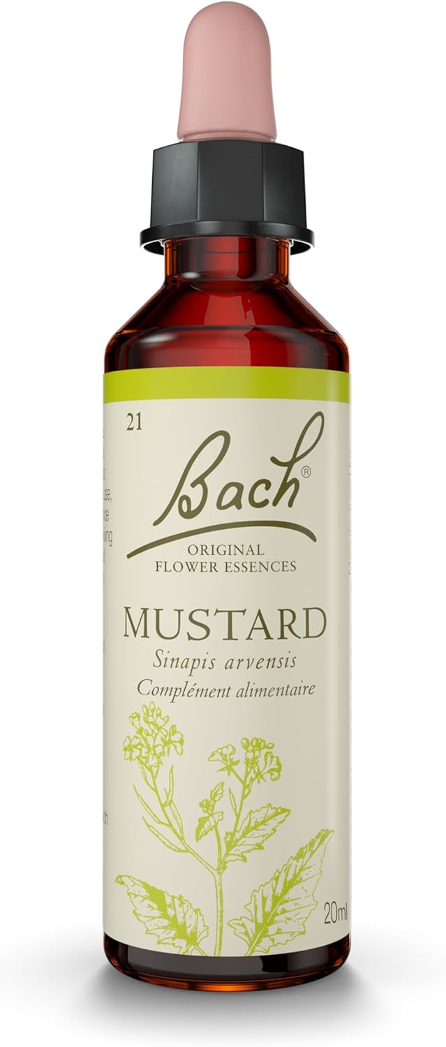 Fleurs de Bach Original, Mustard, No 21, pour plus de stabilité, aide à retrouver la joie initiale - Elixir floral naturel pour le bien-être émotionnel - Compte-Gouttes 20ml, Vegan