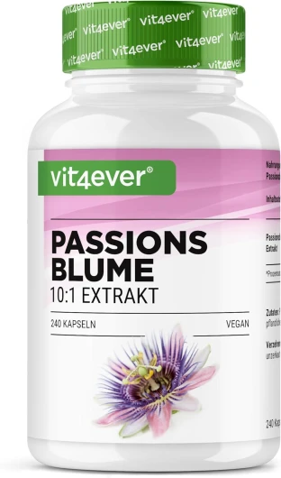 Extrait de passiflore - 240 gélules - Premium : 1100 mg d'extrait 10:1 (équivalent à 11000 mg de passiflore) par portion journalière - Extra fortement dosé - Sans additif indésirable - Végétalien
