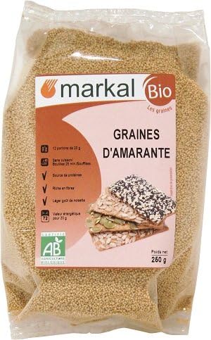 Graines d Amarante Bio - sans gluten - Amaranthe consommée par les Aztèques - 250g - Markal