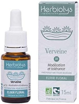 Herbiolys - Elixir Floral - Fleurs De Bach - Verveine n°31 - Fabriqué En France - Bio - 15 ml N°31 - Verveine 15 ml (Lot de 1)