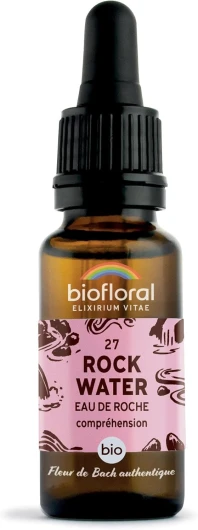BIOFLORAL - 27 Rock Water, Eau de Roche BIO DEMETER - Compréhension - Fleur de Bach Authentique - Compte-gouttes 20 ML