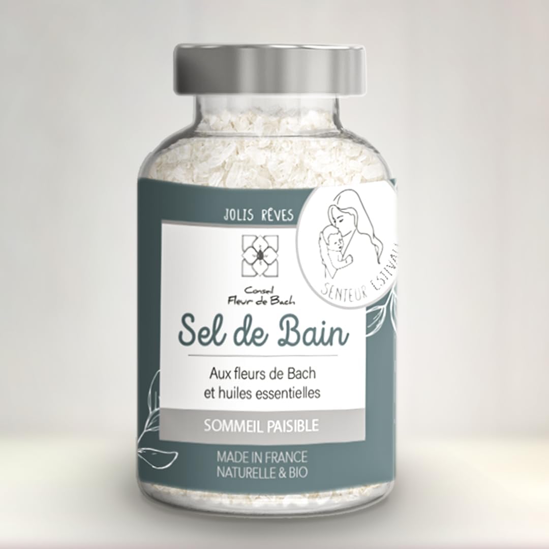 Sel de bain aux fleurs de Bach et aux Huiles essentielles BIO - Sommeil paisible - Retrouvez le plaisir du bain pour vous et vos enfants