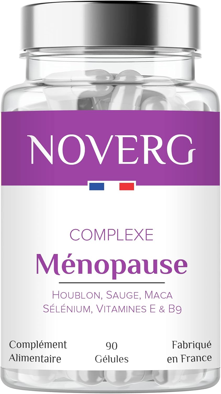 Ménopause - Bouffées de chaleur, Transpiration, Agitation et Irritabilité - Houblon, Sauge, Maca, Sélénium, Vitamines E & B9 - Vegan - 90 Gélules - Fabriqué en France