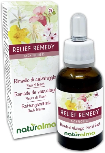 Relief remedy (Remède de sauvetage) Fleurs de Bach Naturalma - Gouttes 30 ml - Extrait liquide sans alcool - Essences florales - Vegan et sans alcool