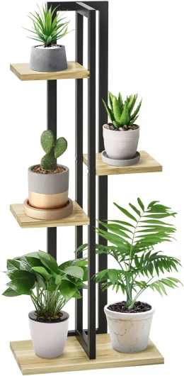 Étagère à plantes escalier fleurs support intérieur 4 niveaux en bois de différentes hauteurs style industriel - 45 x 25 x 110 cm