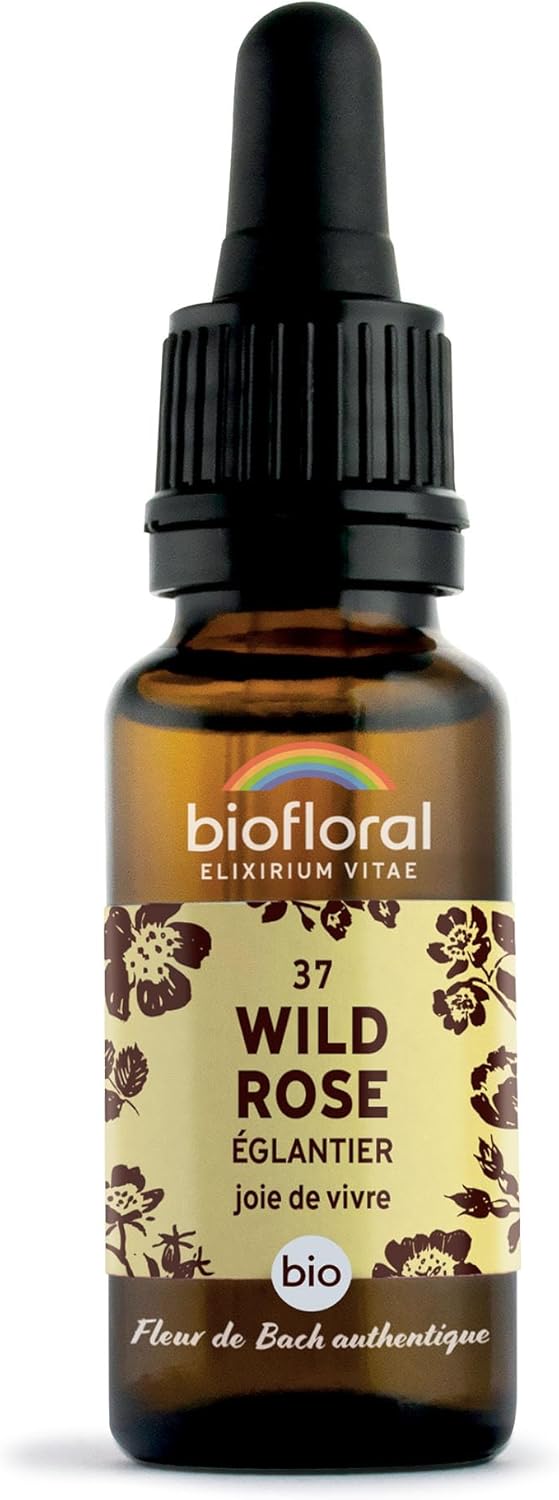 37 Wild Rose, Églantier BIO DEMETER - Joie de Vivre - Fleur de Bach Authentique - Compte-gouttes 20 ML