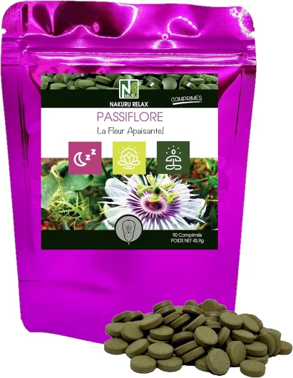 Passiflore - Gamme Relax - Fabriqué en France - "La Fleur Apaisante!" - (90 Comprimés de 510mg / Poids Net: 45,9g / Violet) 90 unité (Lot de 1)