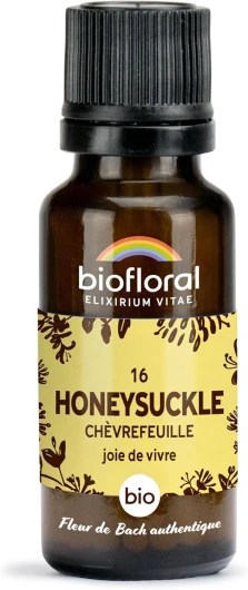 BIOFLORAL - 16 Honeysuckle, Chèvrefeuille - Joie de Vivre - Fleur de Bach Authentique - 470 Granules - Sans Alcool