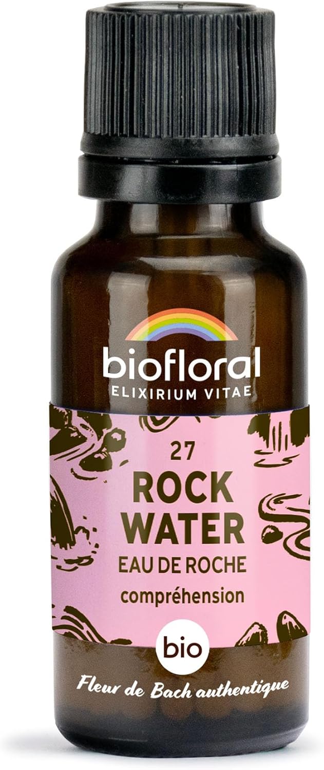 BIOFLORAL - 27 Rock Water, Eau de Roche BIO - Compréhension - Fleur de Bach Authentique - 470 Granules - Sans Alcool