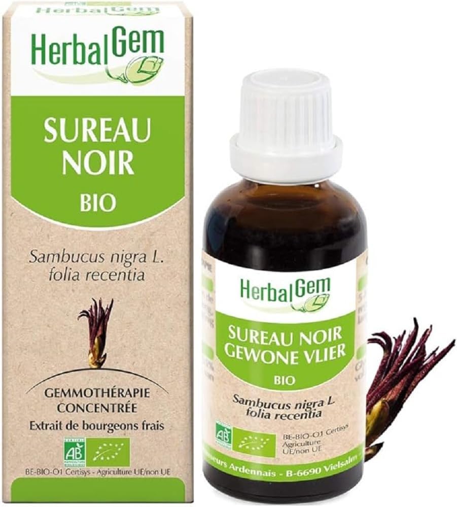 Macérât-Mère - Sureau Noir Bio - Complément Alimentaire Gemmothérapie Concentrée - Extrait De Bourgeon Frais - Antioxidant, Défenses Naturelles, Glycémie, Voie Respiratoire - Vegan - 30 ml