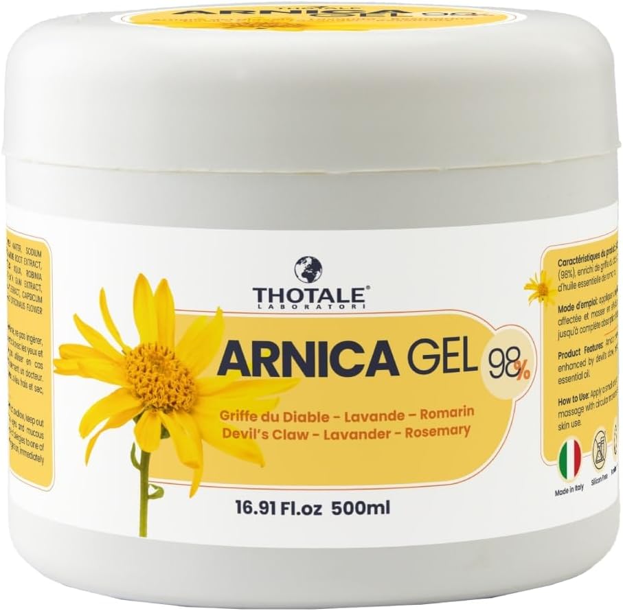 Arnica Gel Extra Fort 500 ml, Arnica Montana 98% plus Griffe du Diable, Effet Durable, Soulagement Immédiat pour les Douleurs Musculaires et Articulaires, Effet Rafraîchissant Non Gras, Made in Italy FR ITA