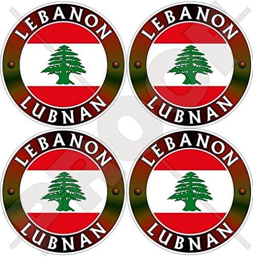 Liban Lubnan Middle East, Libnan Cèdre du Liban 50 mm (5,1 cm) Vinyle Bumper-helmet Stickers, décalcomanies X4