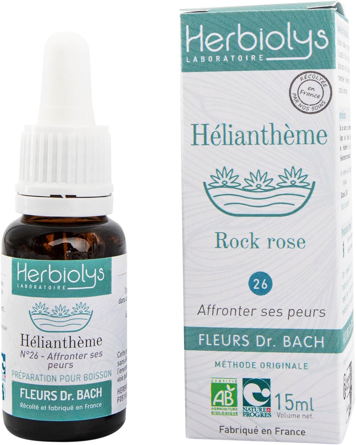 Herbiolys - Elixir Floral - Fleurs De Bach - Hélianthème n°26 - Fabriqué En France - Bio - 15 ml N°26 - Hélianthème 15 ml (Lot de 1)