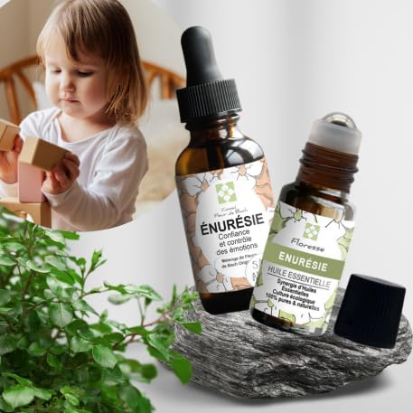 Duo Fleurs de Bach SANS ALCOOL et Huiles Essentielles ENURESIE, Pour résoudre les problèmes de pipi au lit de votre enfant