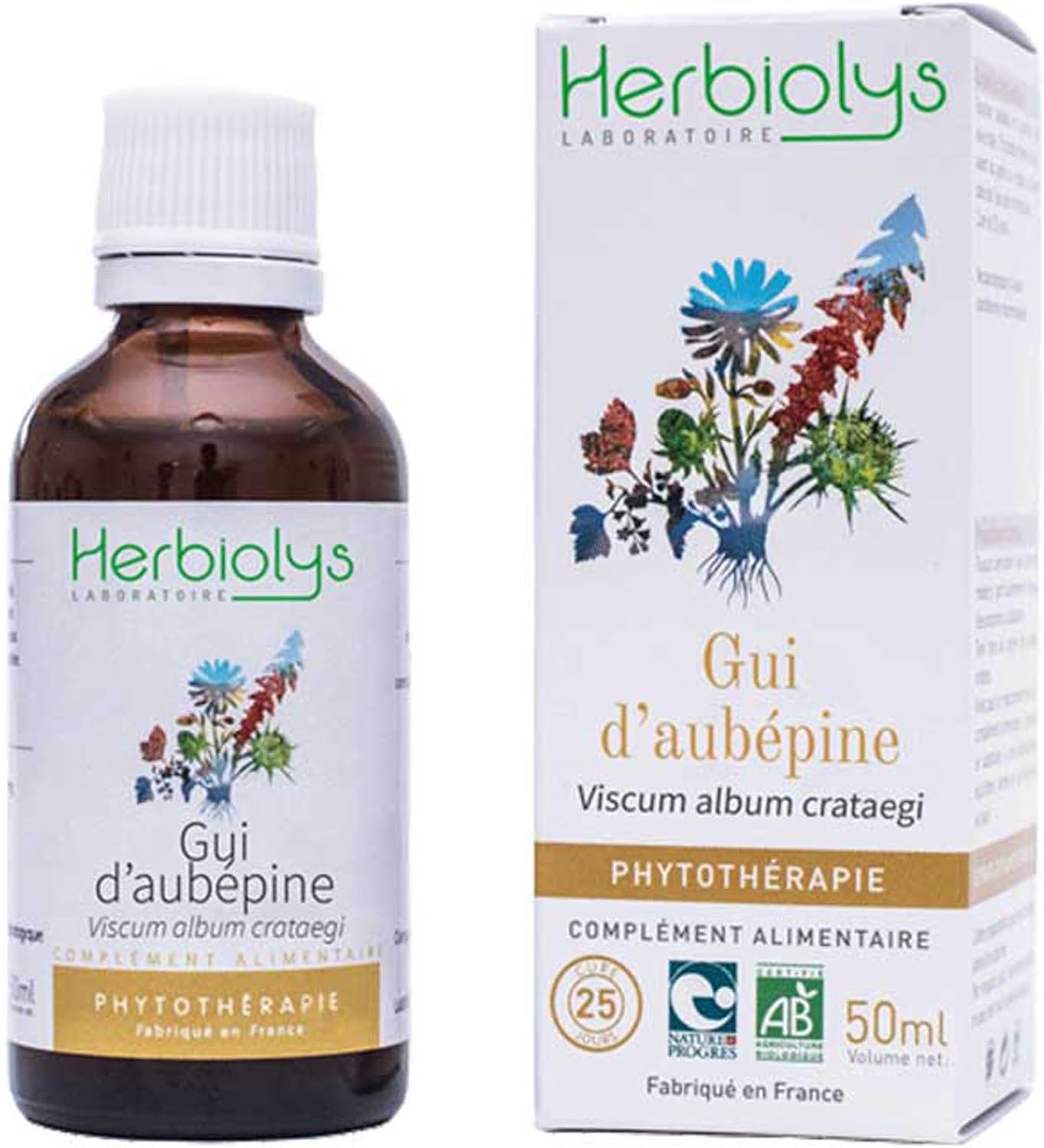 Herbiolys - Extrait De Plantes Fraîches Bio - Gui d'aubépine (Crocus sativus) - Circulation - Phytothérapie Bio - 50 ml Gui d'aubépine 50 ml (Lot de 1)