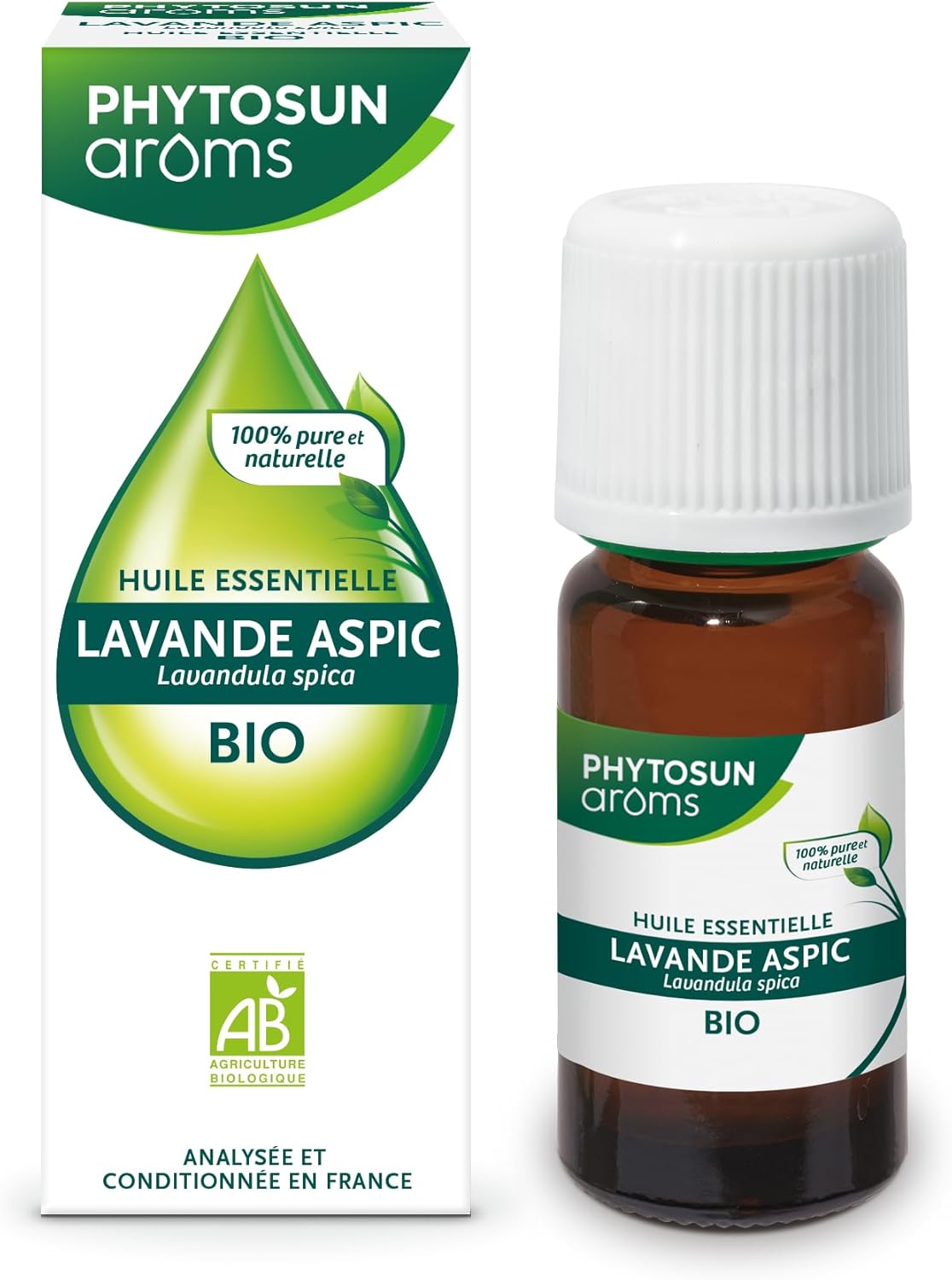Huile Essentielle Lavande Aspic Bio - HEBBD - 100% Pure & Naturelle - 100% Bio - Analysée & Conditionnée en France - 10 ml Lavande Aspic 10 ml (Lot de 1)