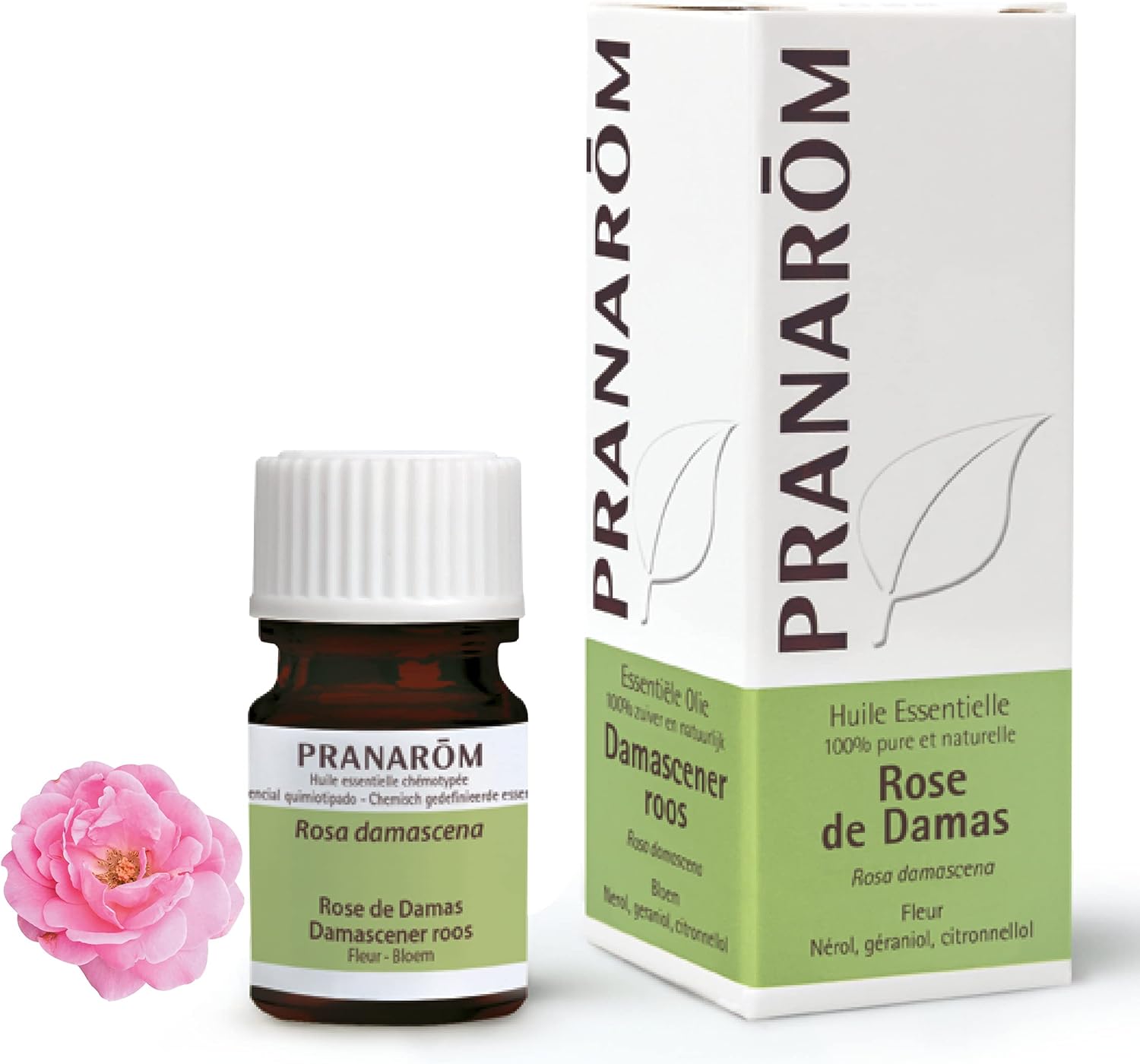 PRANARÔM - Rose de Damas - Huile Essentielle Chémotypée - Soins Beauté & Bien-Être - 100% Pure Et Naturelle - HECT - 2 ml Rose de Damas 5 ml (Lot de 1)