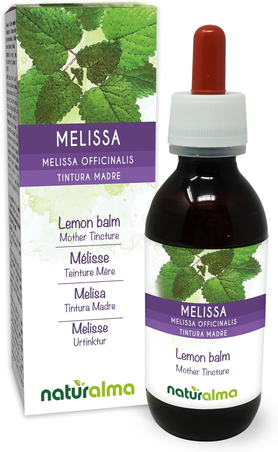 Mélisse (Melissa officinalis) feuilles Teinture Mère sans alcool Naturalma - Extrait liquide gouttes 120 ml - Complément alimentaire - Végétalien ou végan Sans alcool 120 ml (Lot de 1)