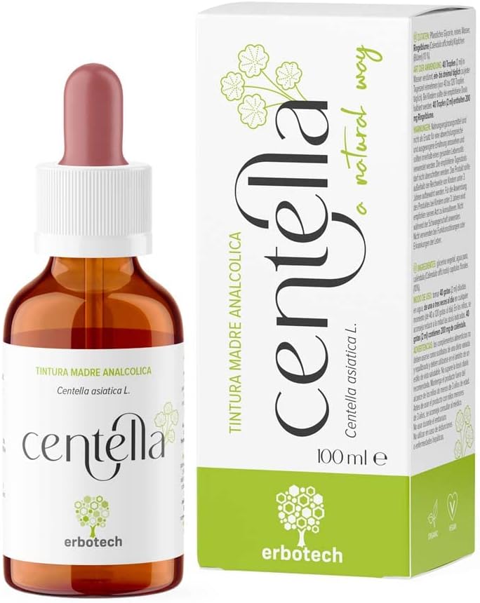 , Teinture Mère de Centella, Teinture Mère Sans Alcool à Goutte à Diluer dans l’Eau, Végétalien, Non Dérivé de Plantes OGM, Made in Italy, 100 ml