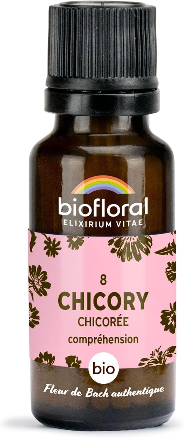 BIOFLORAL - 08 Chicory, Chicorée BIO - 470 Granules - Compréhension - Fleur de Bach Authentique - Sans Alcool