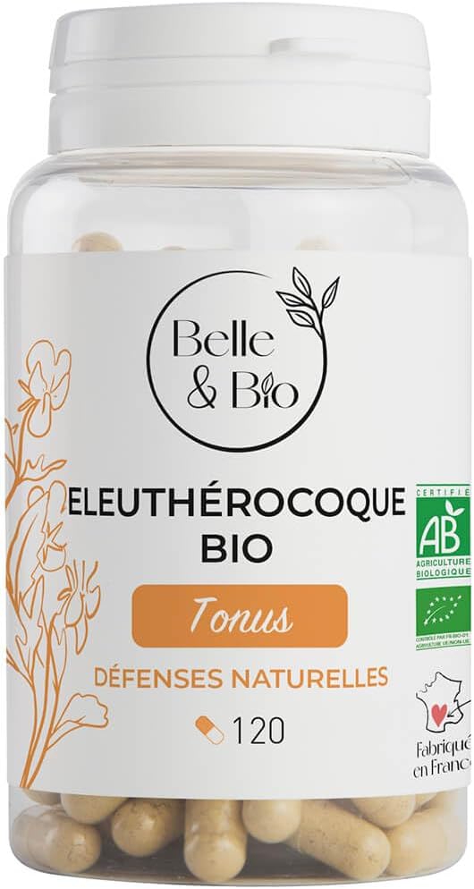 IMMUNITE HIVER & DÉFENSE DE L'ORGANISME - Eleutherocoque certifiée Bio - Pilulier de 120 gélules - Cure 1 mois - Complément Alimentaire BELLE&BIO - Fabriqué en France