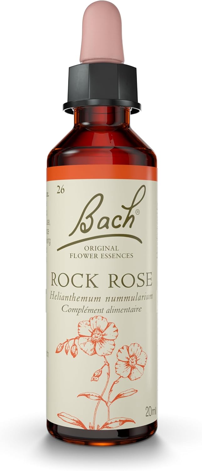 Fleurs de Bach Original, Rock Rose, No 26, pour plus de courage, aide à surpasser ses peurs - Elixir floral naturel pour le bien-être émotionnel - Compte-Gouttes 20ml, Vegan