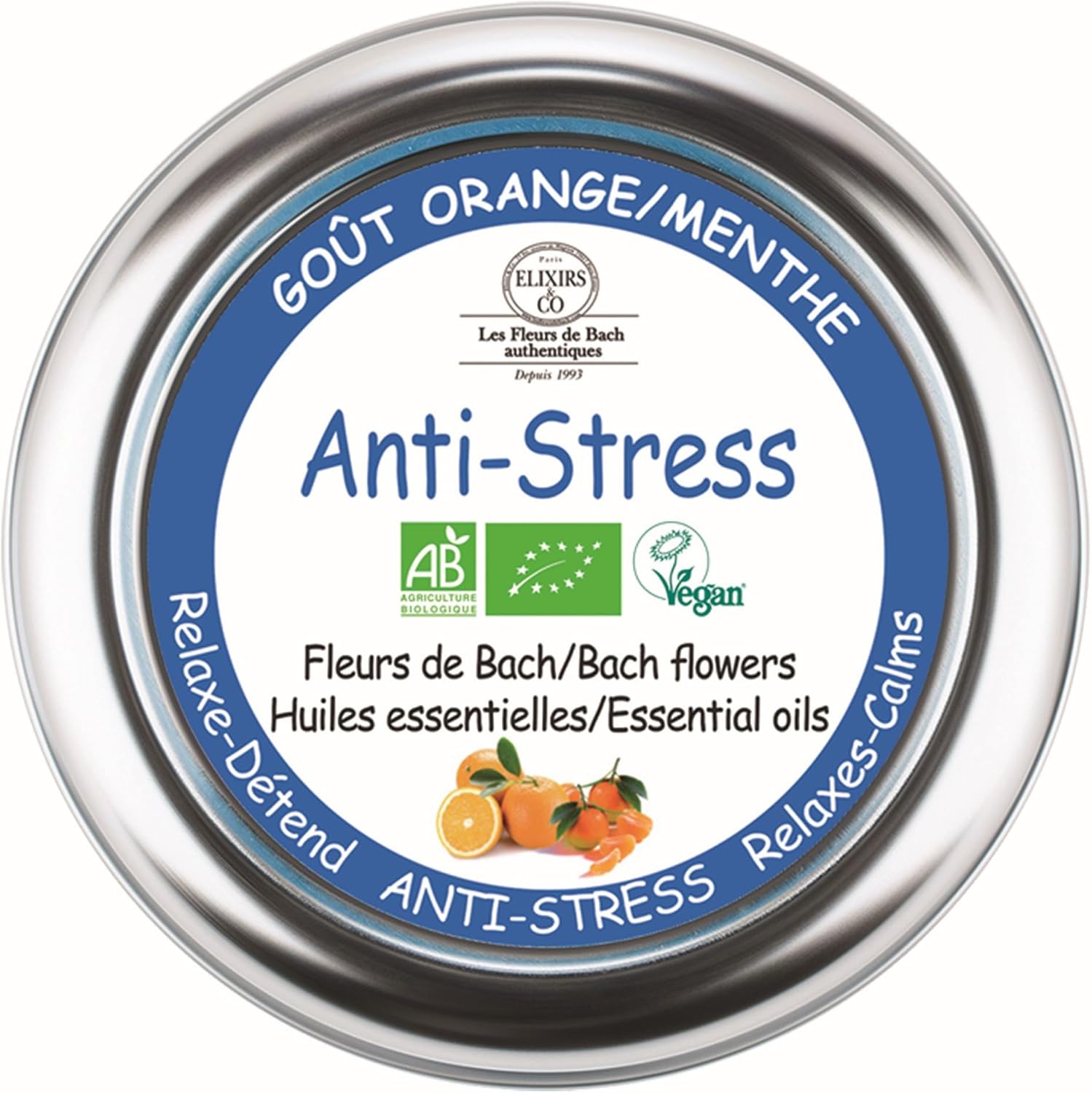 Elixirs & Co - Gummies Anti Stress Bio 45g - Calme, Relaxation et Sérénité - Gomme Goût Orange Menthe aux Fleurs de Bach - 100% Naturel pour le Bien-Être - Faciles à Transporter - Fabriqué en France Anti Stress - Orange Menthe