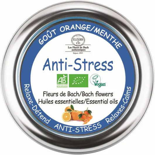 Elixirs & Co - Gummies Anti Stress Bio 45g - Calme, Relaxation et Sérénité - Gomme Goût Orange Menthe aux Fleurs de Bach - 100% Naturel pour le Bien-Être - Faciles à Transporter - Fabriqué en France Anti Stress - Orange Menthe