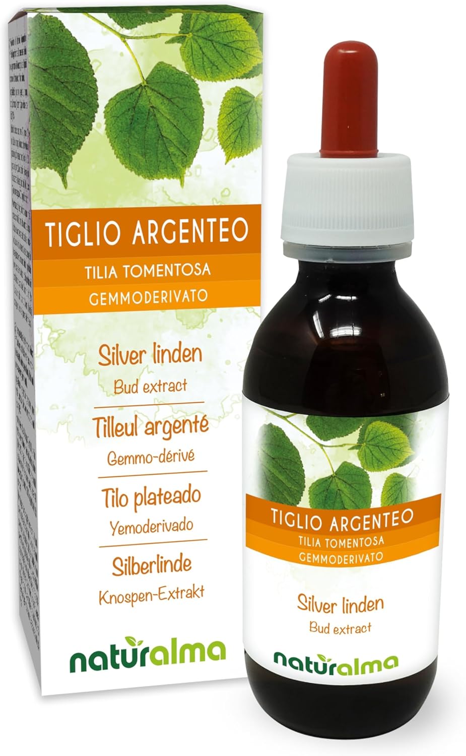 Tilleul argenté (Tilia tomentosa) Gemmo-dérivé sans alcool à base de bourgeons frais Naturalma - Extrait liquide gouttes 120 ml - Complément alimentaire - Végétalien ou végan Sans alcool 120 ml (Lot de 1)