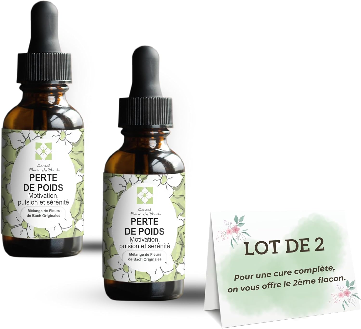 Fleur de Bach Perte de poids - Lot de 2 -Mélange efficace et naturel - En corrigeant vos pulsions, elles sont une belle aide pour retrouver un Poids de Forme.Flacon de 30 MLLot de 2