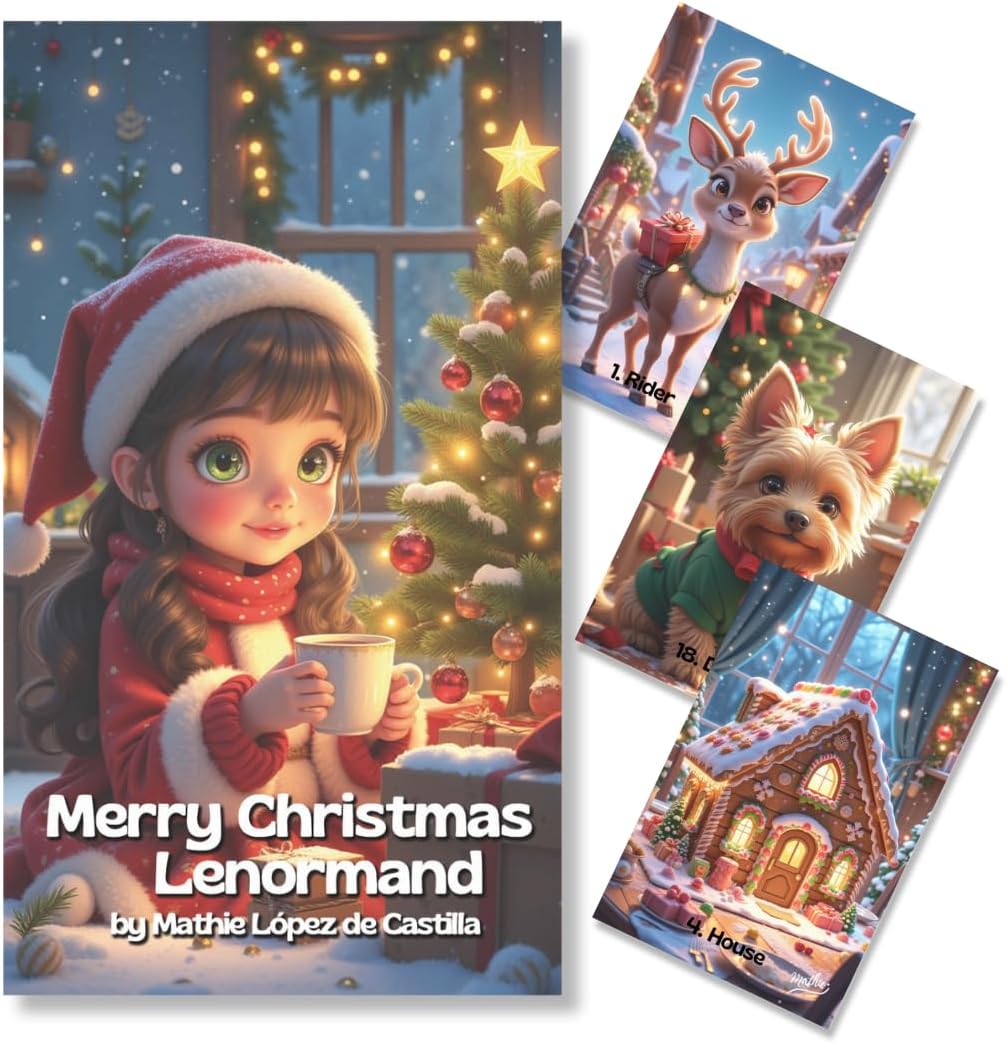 Merry Christmas Lenormand : Oracle Cartes Lenormand Tarot pour débutants avec significations, faciles à comprendre, avec guide et vidéo Cours en cadeau 5 langues, cartes Petit Lenormand très intuitive