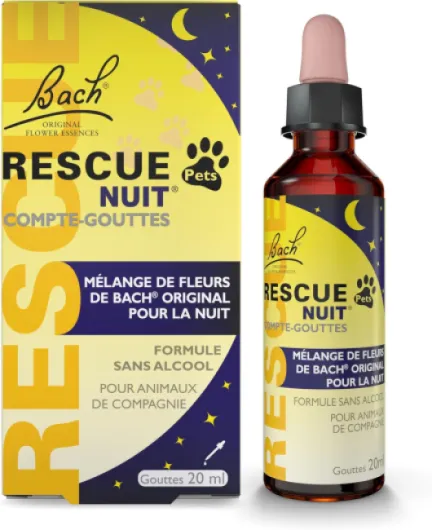 NUIT PETS - Compte-Gouttes - Sérénité pour Animaux - Idéal Voyage, Toilettage, Bruit - Vegan & Sans Alcool - 20 ml Compte-gouttes Nuit 20ml