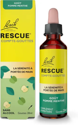 Compte-Gouttes - Pomme Menthe - Sans alcool - Mélange de 5 Fleurs de Bach Original - Idéal pour les stress du quotidien : voyages, examens, réunions, journées chargées - Flacon 20ml