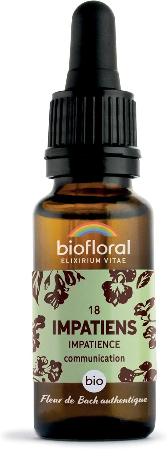 18 Impatiens, Impatience BIO DEMETER - Communication - Fleur de Bach Authentique - Compte-gouttes 20 ML