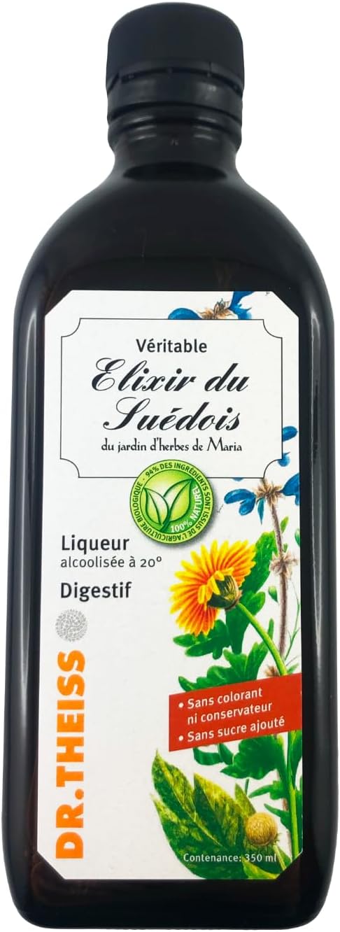 Dr - Theiss Élixir du Suédois 20° - Action stimulante sur la digestion - Recette originale de Maria Treben, 350 ml