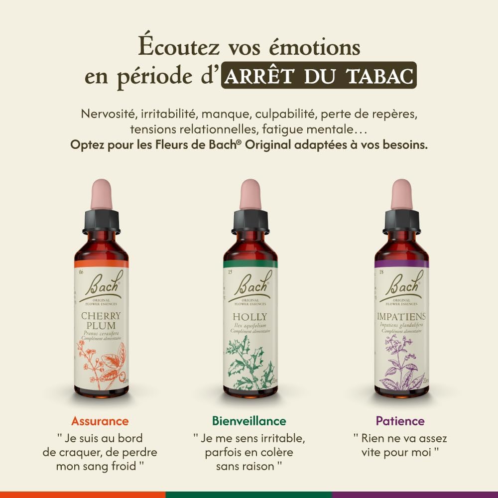 FLEURS DE BACH ORIGINAL - Cherry Plum No 6 - Pour plus de maîtrise - Aide à reprendre le contrôle de ses émotions - Élixir floral naturel pour le bien-être émotionnel - Compte-Gouttes 20ml - Vegan