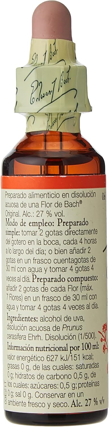FLORES DE BACH CHERRY PLUM - Flacon en verre de 20 ml avec goutte