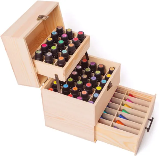 CHSEEA 59 Trous Boîte Huile Essentielle Aromathérapie Huiles Essentielles Organiseur Coque Rangement Coffret en Bois Boîte de Stockage Étui de Transport pour Voyage et Présentation #4