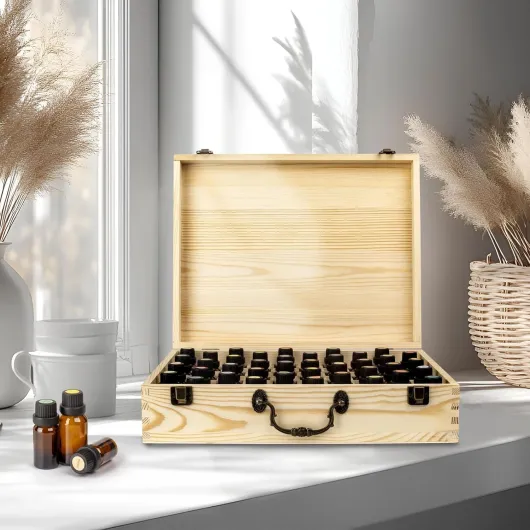 Boîte de Rangement D'huiles Essentielles en bois Organisateur D'affichage D'huiles Essentielles 80 Emplacements Support pour Bouteilles de 15 ml Collection de Vernis à Ongles