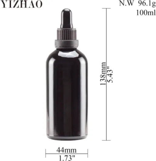Flacon Compte Gouttes 100ml, Noir Flacon Huile Essentielle Vide avec Pipette Verre, pour Huile Essentielle, Aromathérapie, Laboratoire, Massage, Cosmétique, Voyage - 9 Pcs 100ml-9 Noir