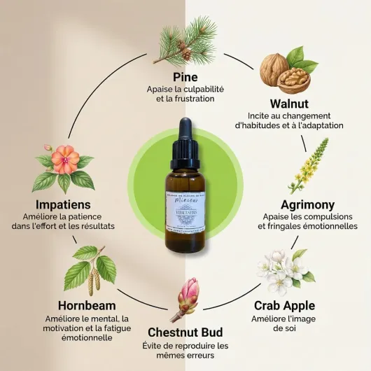 Fleurs de Bach Minceur – Lot 2 x 30 ml – Réduit Fringales & Grignotage Émotionnel – Aide Perte de Poids – Élixir Floral 100% Naturel – VibraSens