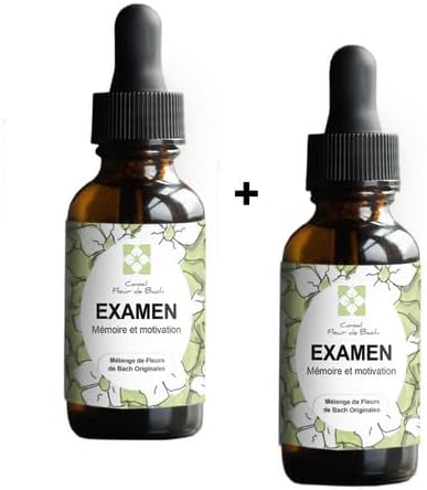 ®- Elixir floraux Examens - Fini le stress, adieu la fatigue et bonjour la mémoire avec les Fleurs de Bach Examen!30ML, lot de 2