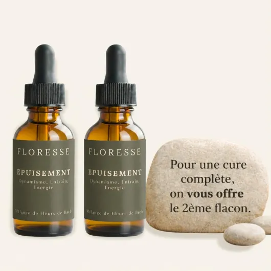 ® - Fleurs de Bach Épuisement – Cure complète – Mélange apaisant en cas de fatigue émotionnelle et surmenage - 30 ml - 1 flacon acheté, le 2ème offert