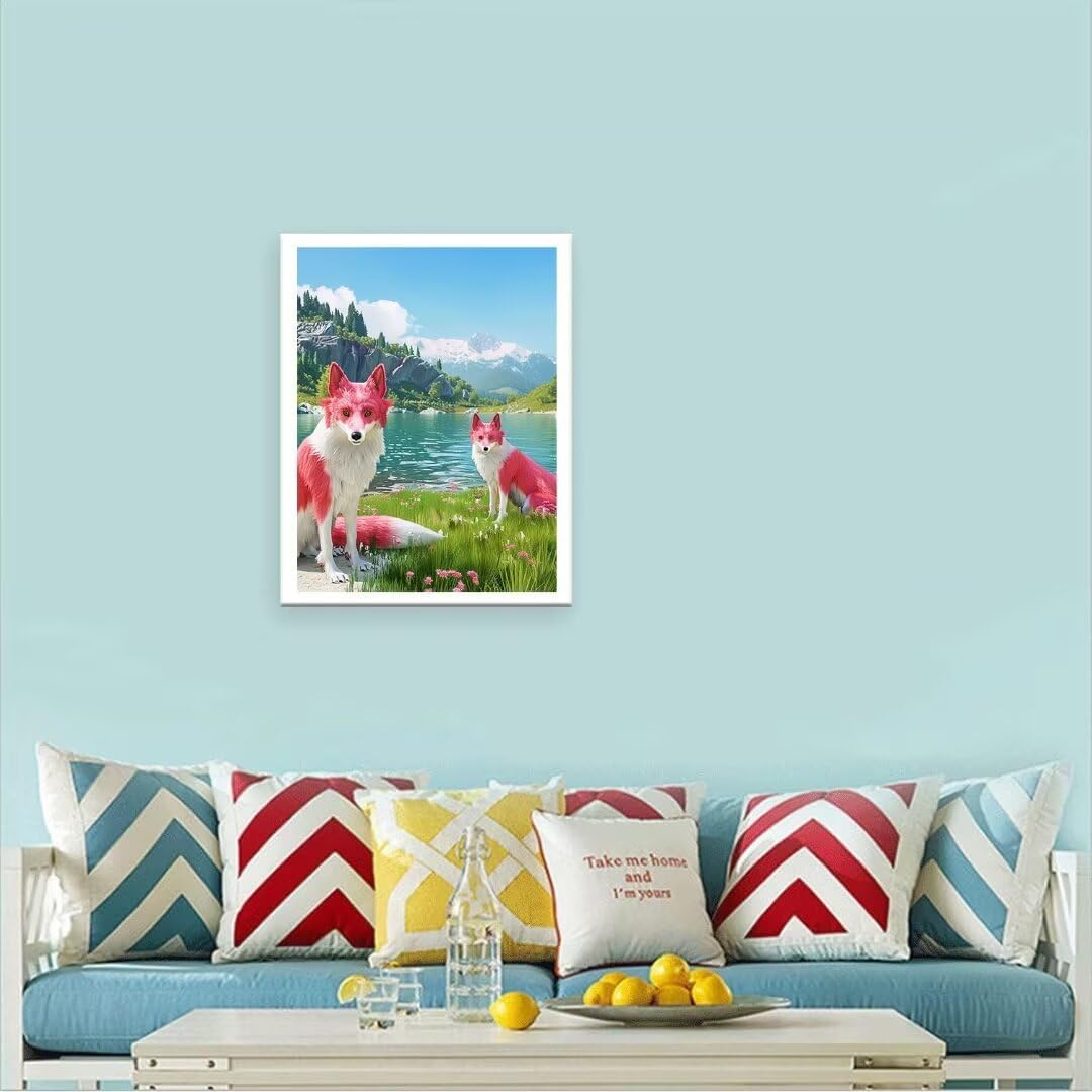 5D Diamond Painting renard, Bach Diamont Painting Enfant, DIY Kit Diamond Painting Adulte Complet Ronde Peinture Diamant Cristal Strass Débutant Artisanat Set, Automne Decor Maison 80x110cm N1-457