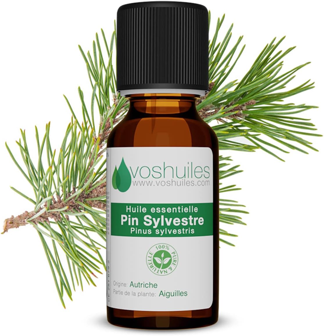 Voshuiles - Huile Essentielle Pin Sylvestre - 20ml - 100% Pure et Naturelle - HEBBD - Entreprise Française Huile Essentielle Pin Sylvestre 20 ml (Lot de 1)