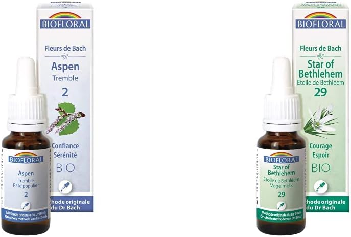 Biofloral Aspen 02 Fleur de Bach Elixir Floral du docteur Bach Aspen Tremble 20 ml & Star of Bethleem 29 Fleur de Bach Elixir Floral du docteur Bach Etoile de Bethléem 20 ml